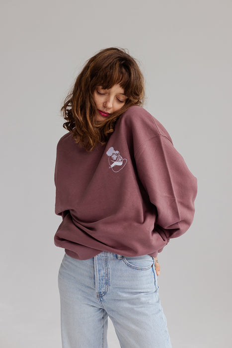sweatshirt with embroidery | marsala