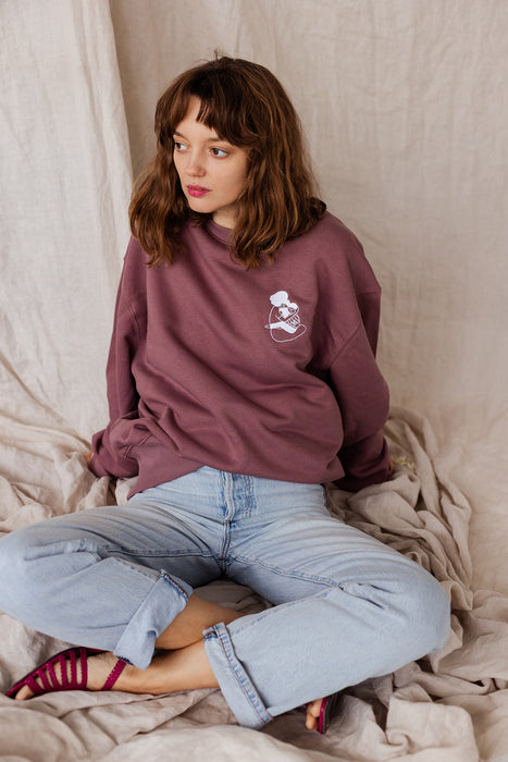 sweatshirt with embroidery | marsala
