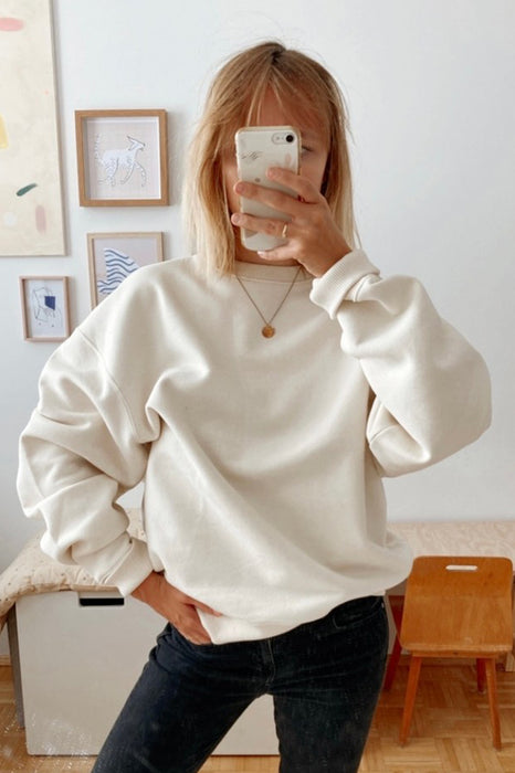 sweatshirt with embroidery | creamy